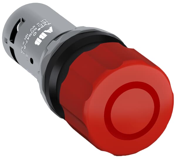 ABB Controls 22mm Non-Illuminated E-Stop; Red Mushroom - 30mm; Standard - Plastic; ; 2NC; Pull-to-Reset